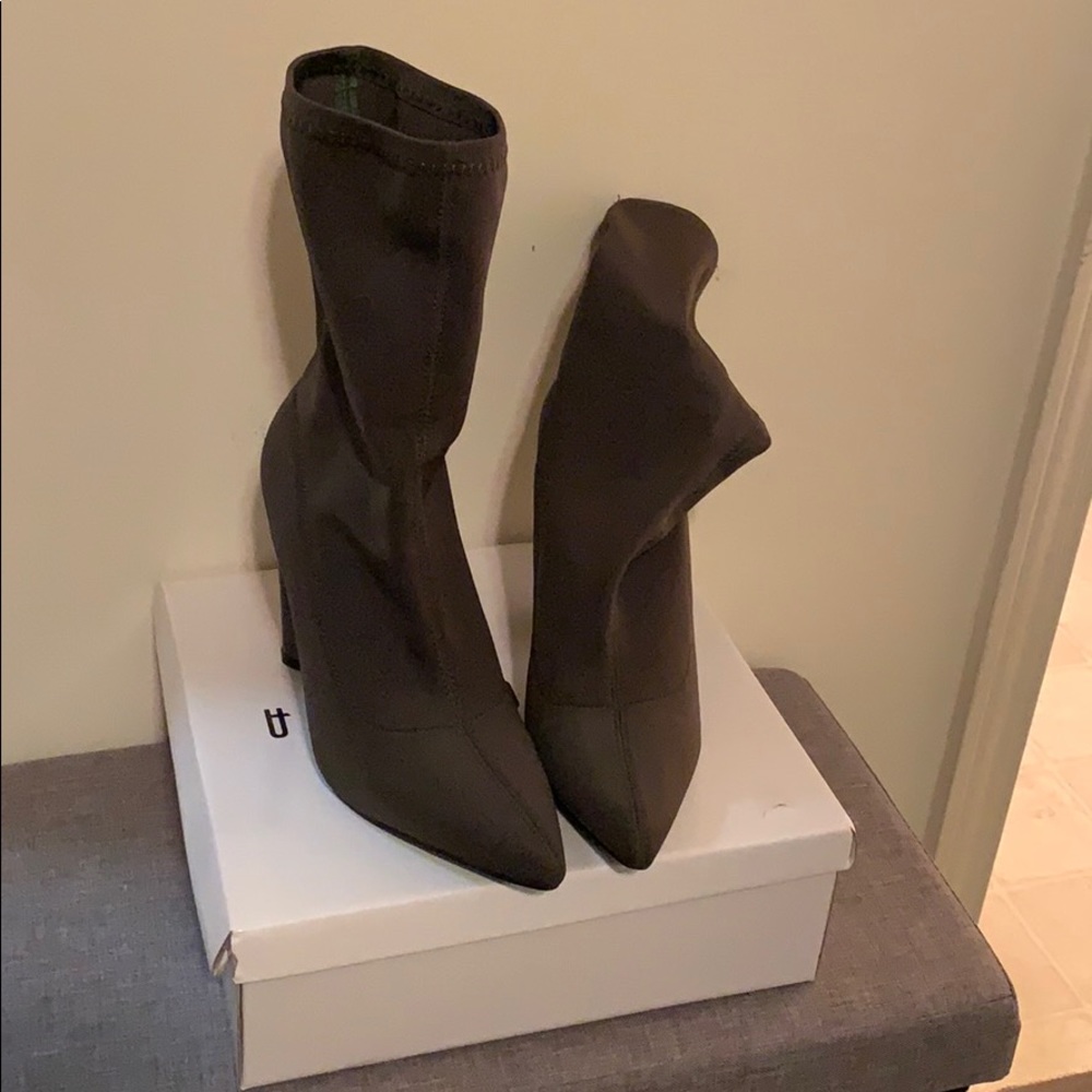 Beautiful olive green sock ankle boots